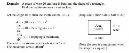 The

area of a plane is given byA= (10x-2) cm ². The area is notgreater or equal to 12cm². It is how