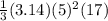 \frac{1}{3}(3.14)(5)^2(17)