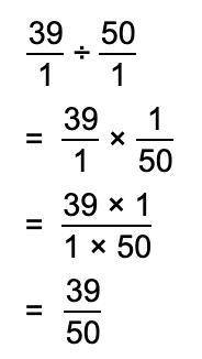 Take 39/50 simplify into a fraction