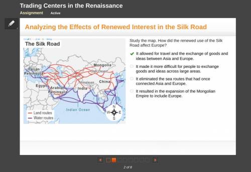 The Silk Road

Study the map. How did the renewed use of the Silk
Road affect Europe?
O It allowed f