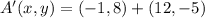A'(x,y) = (-1,8) + (12,-5)