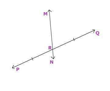 Pq is bisected at point r by mn. which of the following i true about point r.