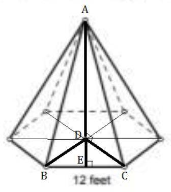 Find the volume of the regular hexagonal pyramid if the lateral edge is 15 feet.