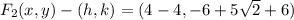 F_{2}(x,y) -(h,k) = (4-4,-6+5\sqrt{2}+6)