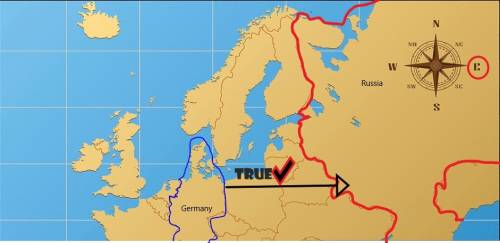 Russia is to the east if germany ?   true or false