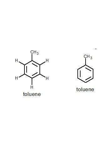 Draw the aromatic compound toluene (methylbenzene). show all hydrogen atoms, including those on the 