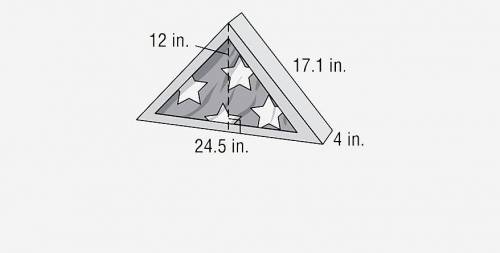 The storage box for a flag is in the shape of a triangular prism. What is the surface area of the bo