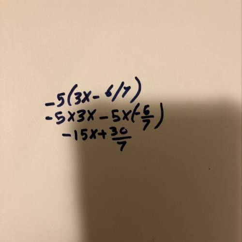 Which expression is equivalent to -5(3x - 6/7)
