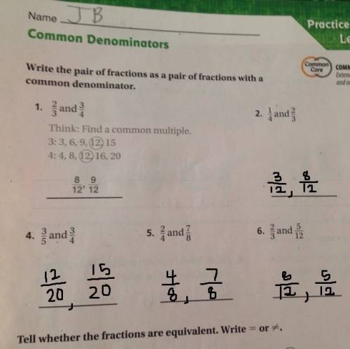 Write the pair of fractions as a pair of fractions with a common denominator
