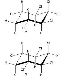 There are eight diastereomers of 1,2,3,4,5,6-hexachlorocyclohexane. One of them is drawn. Draw the o