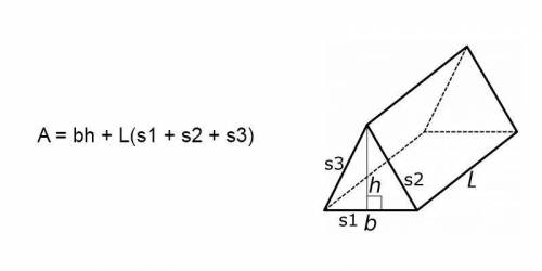 Find the surface area of the triangular prism using its net. The triangular sides are isosceles tria