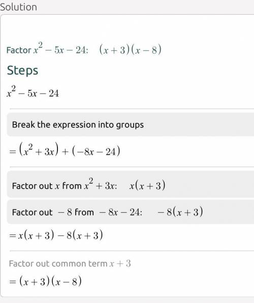 Factor x^2-5x-24 WITH STEPS