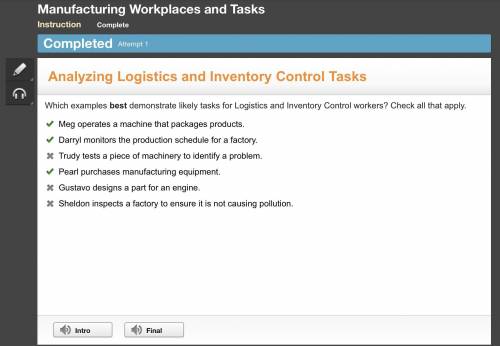 Which examples best demonstrate likely tasks for Logistics and Inventory Control workers? Check all