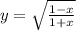 y = \sqrt{\frac{1-x}{1+x} }