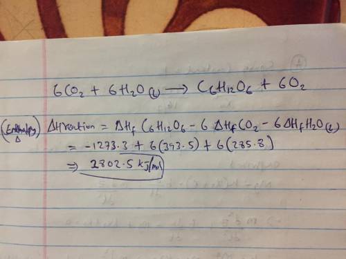 Using standard formation enthalpies, calculate the standard reaction enthalpy for this reaction. 6CO