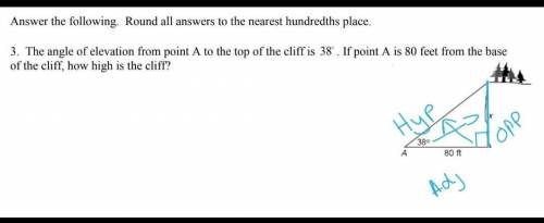 Answer the following. Round all answers to the nearest hundredths place.

The angle of elevation fro