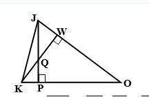 Given: KW perpendicular to JO. JP perpendicular to KO. KW intersects JP=Q Prove: triangle OKW simila
