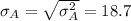 \sigma _{A}=\sqrt{\sigma _{A}^{2}}=18.7