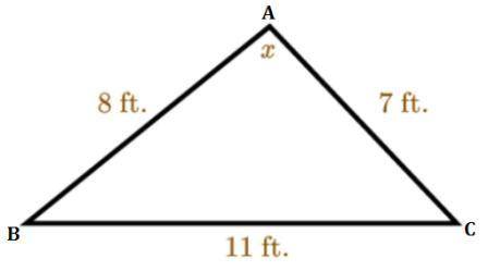 Solve the triangle for x.

(View the attachment)
A. 39.4(degrees)
B. 46.5(degrees)
C. 94.1(degrees)