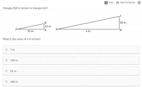Triangle PQR is similar to triangle KLM. What is the value of x in inches?