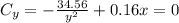 C_y = -\frac{34.56}{y^2} + 0.16x=0
