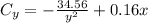 C_y = -\frac{34.56}{y^2} + 0.16x