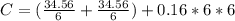 C = (\frac{34.56}{6} + \frac{34.56}{6}) + 0.16 * 6* 6