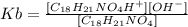 Kb=\frac{[C_{18}H_{21}NO_4H^+][OH^-]}{[C_{18}H_{21}NO_4]}