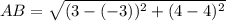 AB=\sqrt{(3-(-3))^2+(4-4)^2}