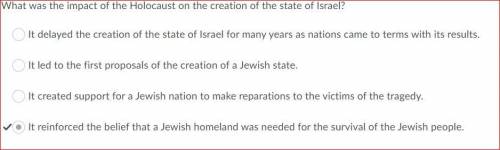 What was the impact of the Holocaust on the creation of the state of Israel?

It created support for