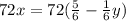 72x=72(\frac{5}{6}-\frac{1}{6}y)