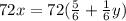 72x=72(\frac{5}{6}+\frac{1}{6}y)