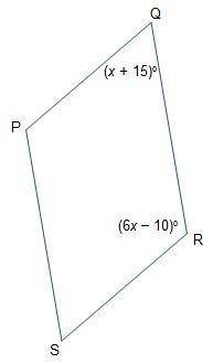 What are the measures of angles P and S? ∠P = 20°; ∠S = 160° ∠P = 40°; ∠S = 140° ∠P = 140°; ∠S = 40°