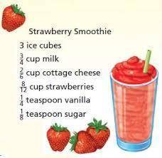Jarry is making a strawberry smoothie which measure is greatest the amount of milk cottage cheese or