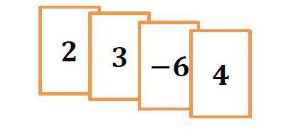 Natalie is playing the Integer Game and only shows you the four cards shown below. She tells you tha