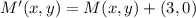 M'(x,y) = M(x,y) + (3,0)