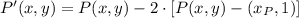 P'(x,y) = P(x,y) -2\cdot [P(x,y) -(x_{P},1)]
