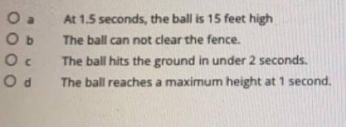 Mitch throws a ball over A 20 foot fence to a baseball field. The height, H, of the ball at the time