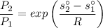 $ \frac{P_2}{P_1}=exp\left(\frac{s^\circ_2-s^\circ_1}{R}\right)$