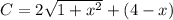 C = 2 \sqrt{1 + x^2} + (4 - x)