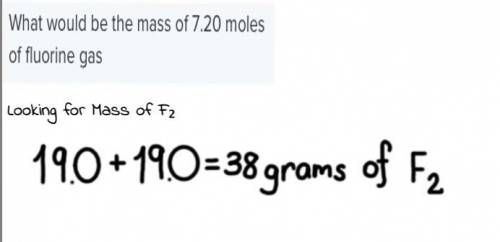 What would be the mass of 7.20 moles of fluorine gas