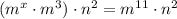 (m^x\cdot m^3)\cdot n^2=m^{11}\cdot n^2