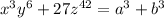 x^3y^6 + 27z^{42} = a^3 + b^3