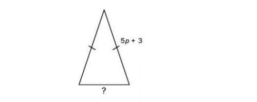 14) The perimeter of this isosceles triangle is represented by the

polynomial 15p + 12. Write a sim