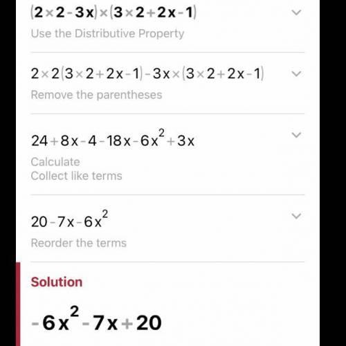 Multiply
(2x2 – 3x)(3x2 + 2x - 1)
help plz