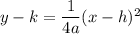 y-k=\dfrac{1}{4a}(x-h)^2