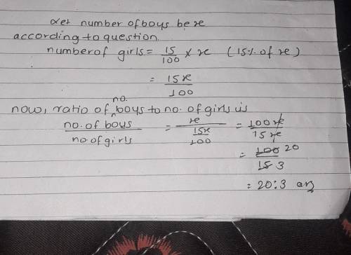 in a school the number of girls exceeds the number of boys by 15% find the ratio number of boys to n