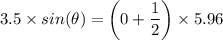 3.5 \times sin(\theta) = \left(0 + \dfrac{1}{2} \right) \times 5.96