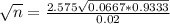 \sqrt{n} = \frac{2.575\sqrt{0.0667*0.9333}}{0.02}
