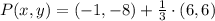 P(x,y) = (-1, -8) + \frac{1}{3}\cdot (6,6)